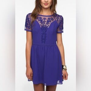 Urban Outfitters 💙 Kimchi Blue Emma Crepe Embroidered Chiffon Mini Dress